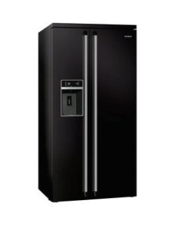 Smeg Sbs963N American Style Side By Side No Frost Fridge Freezer With Water &Amp; Ice Dispenser - Black